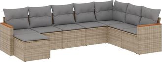 vidaXL Vidaxl - Juego De Sof&aacute;s De Jard&iacute;n Con Cojines Beige 8 Pzas Rat&aacute;n Pe