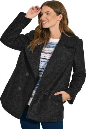M&Co Womens Double Breasted Boucle Jacket - Womens Black