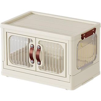 Trade Shop Trade Shop - Armadietto In Plastica Pieghevole Con Ante Contenitori Trasparenti Con Ruote Armadio