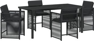 vidaXL Garden Dining Set 5 pcs Black Poly Rattan Vidaxl