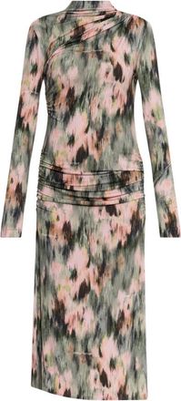 Off-white Jurk met lange mouwen - Dames - Casual kleedjes - Veelkleurig - S - Leer - Kleedjes