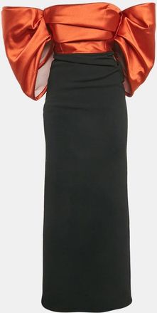 Solace London Black/orange Crepe Arla Maxi Dress