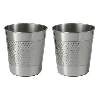 Happimess Riley Modern Classic Hammered Steel Accent 2 Gal Waste Bin in Polished Steel at Nordstrom