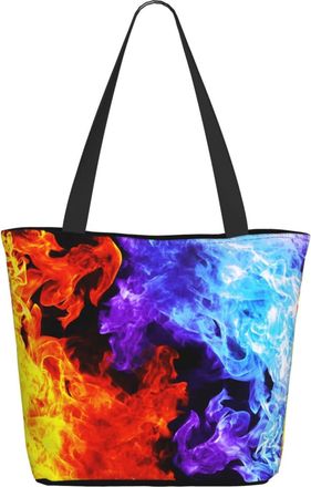 AOOEDM Red-Blue-Flames Ladies Shopping Bag 13x11x7in.The Perfect ValentineS Day Gift.It Is The Best ValentineS Day Gift For Mom, Daughter, Wife,Etc
