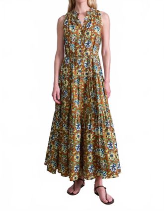 Apiece Apart Trinidad Tank Maxi Dress In Batik Floral Bronze