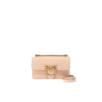 Pinko Mini Love Bag One - Dames - Schoudertassen - Roze - ONE Size - Leer - Tassen