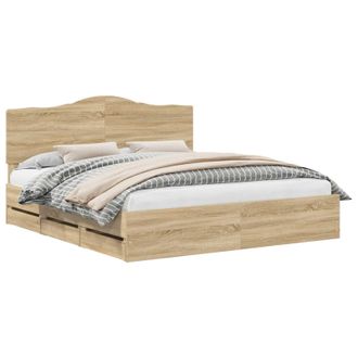 vidaXL Estructura De Cama Roble Sonoma 200 X 200 Cm Madera Ingenieril Vidaxl