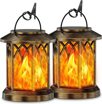 OEM Luces Solares Colgantes Para Jard&iacute;n Exterior Con Efectos De Llama Realistas, Ip65, Impermeables, Decoraci&oacute;n De Jard&iacute;n Con Clips Para Patio, Balc&oacute;n Y T