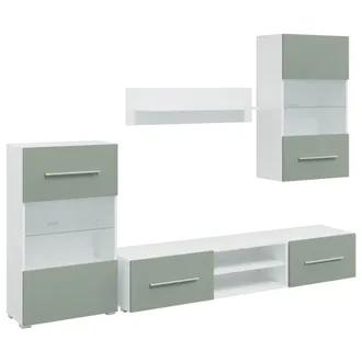 vidaXL Vidaxl - Mobile Tv 5 Pz Con Illuminazione A Led Verde Oliva Truciolato