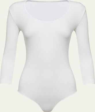 Wolford Tokio 3/4-Sleeve Thong Bodysuit