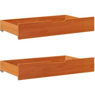 vidaXL Cassettoni per Letto 2pz Marrone Cera 95x55x17 cm Legno di Pino vidaXL