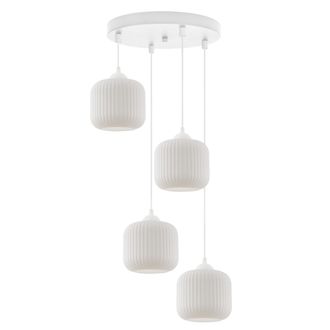 OEM L&aacute;mpara Colgante Riffle Blanca 4 Pantallas Cilindricas Planas Blancas E27