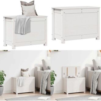 vidaXL Contenitore Portaoggetti Bianco 60x32x45,5cm Massello di Pino - Organizzazione domestica - Contenitore in legno