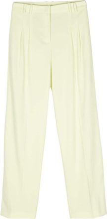 Patrizia Pepe pleat-detail straight-leg trousers - women - Polyester/Elastane - 42 - Green