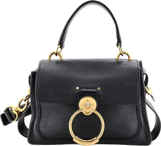 Chlo&eacute; Black Leather Tess Day Satchel Mini (Authentic Pre-Loved)