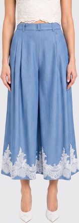 Twinset Pantaloni cropped in cotone con inserti