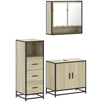 vidaXL Set De Muebles De Ba&ntilde;o 3 Pzas Madera Contrachapada Roble Sonoma Vidaxl