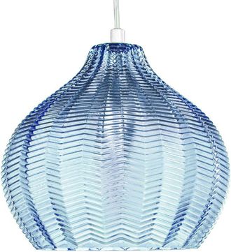 Beliani Lampada a sospensione con paralume in vetro Retro Blue Keila