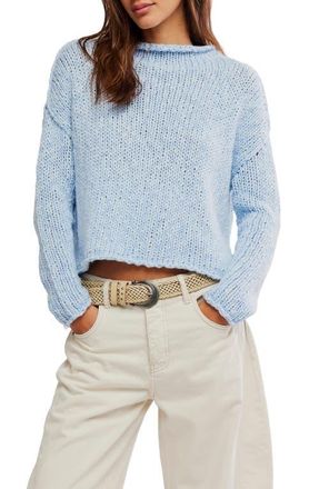 Free People Opal Roll Neck Crop Sweater in Cashmere Blue at Nordstrom, Size X-Small