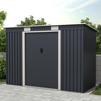 Charles Bentley Metal Galvanised Steel Shed in Dark Grey | Size: 180 cm