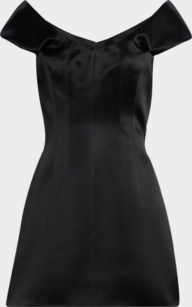 Alexander McQueen Off-The-Shoulder Satin Crepe De Chine Mini Dress