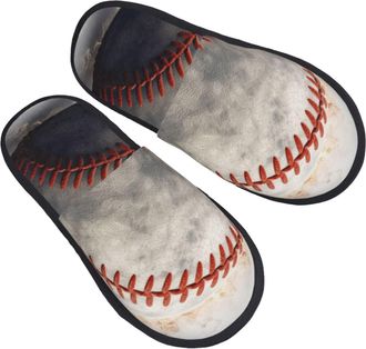 Generic Fuzzy Slippers Baseball Portable Cotton Slippers Reusable Anti-Slide Slipper For Men Guest Room Travel M