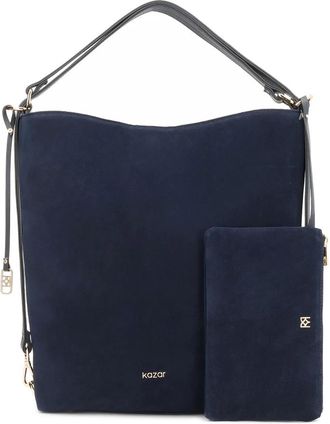 Kazar Tassen, Dames, Blauw, ONE Size, Su&egrave;de, Su&egrave;de Shopper met Afneembare Pouch
