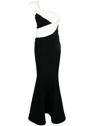 Gaby Charbachy draped one-shoulder long dress - Black