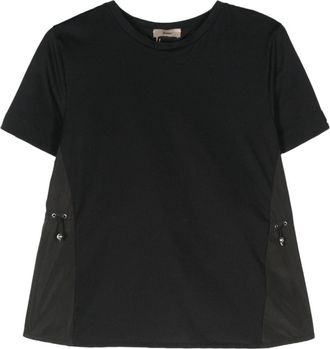 Herno taffeta-panel cotton T-shirt - women - Cotton/Polyester - 38 - Black