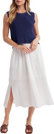 Wishlist Mixed Media Midi Dress in Navy/Cream at Nordstrom Rack, Size Large
