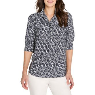 Nic+Zoe Etched Hearts Shirt in Indigo Multi at Nordstrom, Size Xx-Large