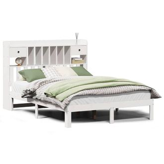 Berkfield Home Bookcase Bed without Mattress White 140x190cm Solid Wood Pine | Size: 140x190 cm