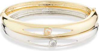 Tasha Set of 2 Two-Tone Crystal Evil Eye Bangle Bracelets in Gold/Silver/Cz at Nordstrom Rack