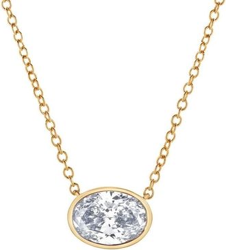 Grown Brilliance 1 Carat Oval Lab Grown Diamond Pendant Necklace Set in 14K Yellow Gold, 18 Inches, H Color, VS Clarity