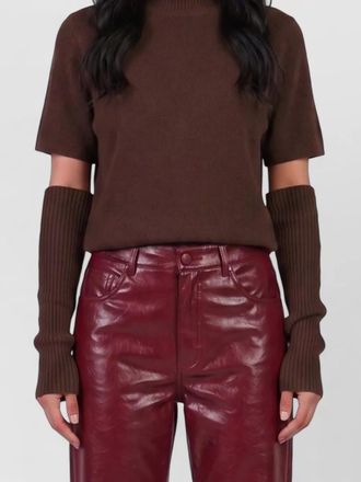 Federica Tosi wool cashmere ribbed high neck short sleeve sweatshirt