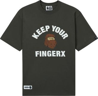 Fingercroxx T-shirt girocollo con logo - Verde
