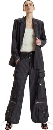 Cynthia Rowley Pinstripe Cargo Pants - Dames - Wijde Broeken - Grijs - L - Polyester - Broeken