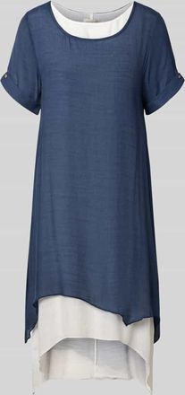 Apricot Knielanges Kleid aus Viskose-Mix in Marine, Gr&ouml;&szlig;e XXL