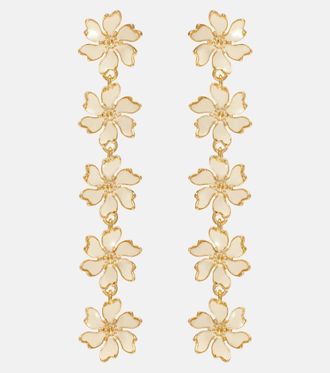 Oscar De La Renta Floral enamel drop earrings