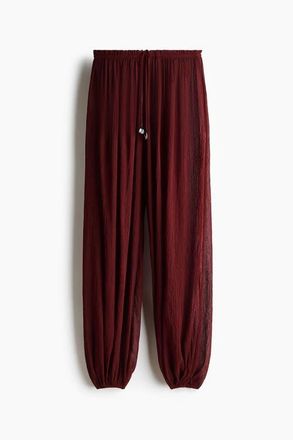 H&M Crinkled Balloon Beach Trousers in Dark Red at Nordstrom, Size X-Small