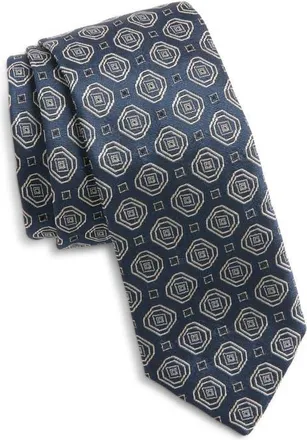 BOSS Medallion Silk Tie in Dark Blue at Nordstrom