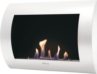 Purline Chimenea De Etanol Mural Con Panel Frontal Curvado Blanco