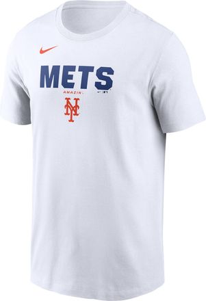Nike New York Mets Bold Team Name Nike Mens MLB T-Shirt in White | N19910ANME-D31
