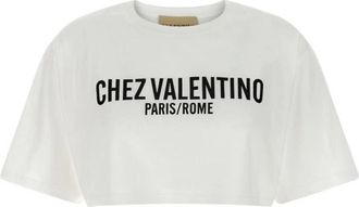 Valentino T-Shirts, female, White, Size: XS Chez Cotton T-Shirt