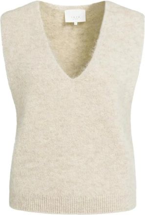 YaYa Chaleco de alpaca con cuello en V profundo - Jackets - Mujer - Beige - 2XS