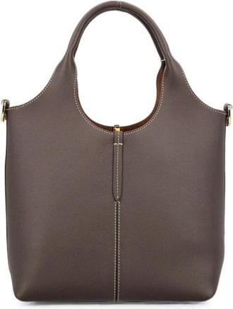 Tod's Mini Leren Shopping Tote - Dames - Tassen - Bruin - Maat: ONE Size Zijde