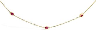 House of Brilliance 14K Yellow Gold Bezel Set 4x3 mm Oval Red Ruby Station Necklace at Nordstrom