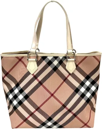 Burberry Beige Pvc Leather Tote Bag (Pre-Owned)