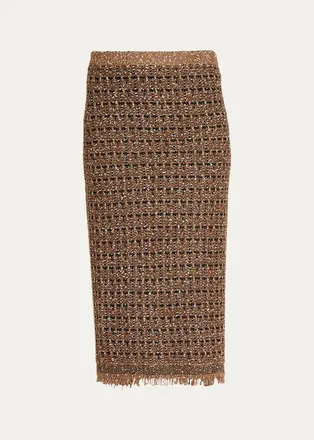 Kobi Halperin Juliette Metallic Tweed Knit Midi Skirt