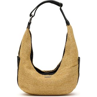 Hammitt Tom Zip Medium Hobo Bag in Noir Smooth Raffia/Gunmetal at Nordstrom